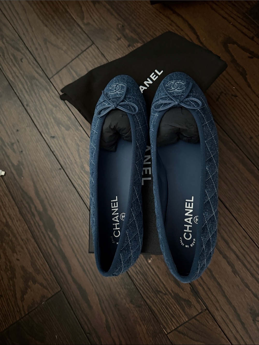 Chanel Quilted Denim Ballet Flats in Blue - Picture 9 of 10